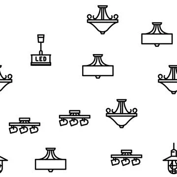 Lamp ceiling light interior home vector seamless pattern Stock Illustration