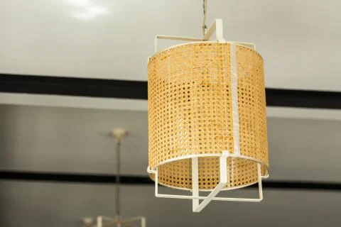 Lamp ceiling made of bamboo Stock Photos