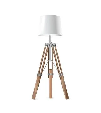 Lamp Closeup Isolated on White Background. Floor Lamps. Electric Torchere for Stock Illustration
