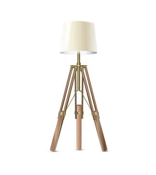 Lamp Closeup Isolated on White Background. Floor Lamps. Electric Torchere for Stock Illustration