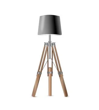 Lamp Closeup Isolated on White Background. Floor Lamps. Electric Torchere for Stock Illustration