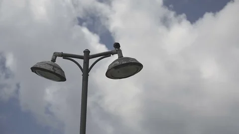 Lamp with clouds on the sky Stock Footage 71217758