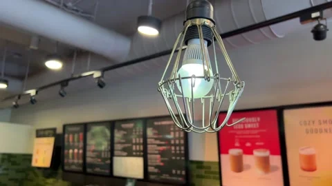 A Lamp in a Coffeeshop Stock Footage 168119560