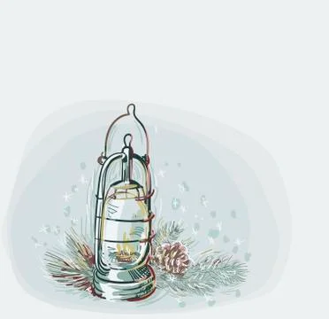 Lamp cone pine design elements blue vector christmas card background soft col Stockillustratie