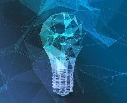 Lamp connect poligonal triangle. The concept of communication network Illustrazione stock