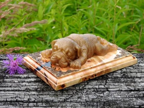 Lamp dog made of solid poplar wood and epoxy resin Stock Photos