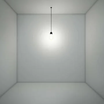 Lamp in empty white room Illustration