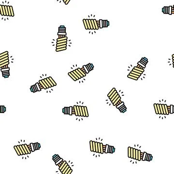 Lamp energy saving vector seamless pattern Stock Illustration