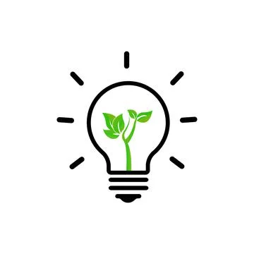 Lamp environmental light bulb with leaf logo. Eco world, green leaf, energy s Stock Illustration