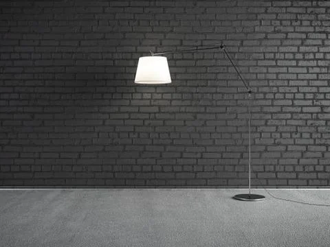 Lamp front of a brick wall Ilustración de archivo