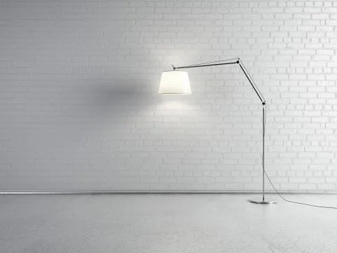 Lamp front of a brick wall Ilustración de archivo