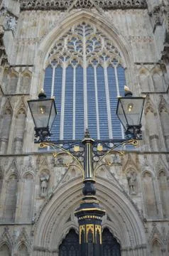 Lamp in front of York Minster Stock Photos