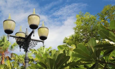Lamp in garden Stock Photos