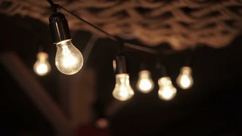 Lamp garland in interior Stock Footage 72719313