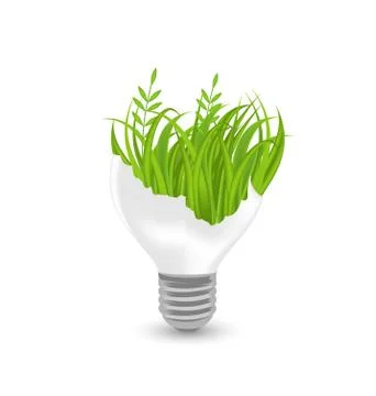 Lamp with grass inside isolated on white background Stock Illustration