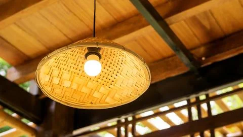 The lamp hanging from a ceiling. Stock Photos