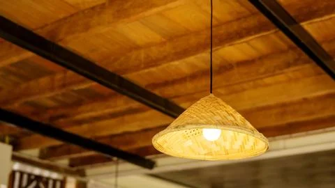 The lamp hanging from a ceiling. Stock Photos
