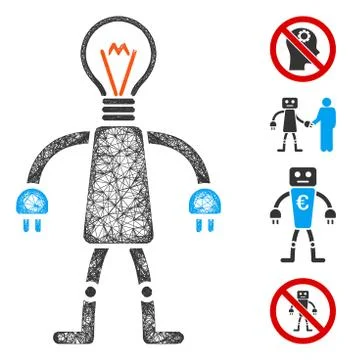 Lamp Head Robot Web Vector Mesh Illustration Stockillustratie