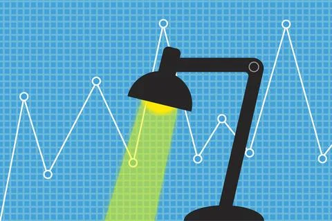 Lamp highlighting graph statistics Stock Illustration