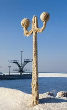 Lamp in ice Stock Photos