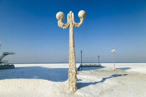 Lamp in ice Stock Photos