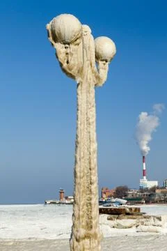 Lamp in ice Stock Photos