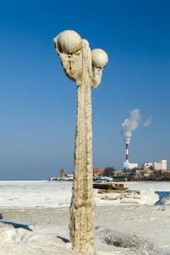 Lamp in ice Stock Photos