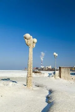 Lamp in ice Stock Photos