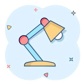 Lamp icon in comic style. Lightbulb cartoon vector illustration on white isol Stock Illustration