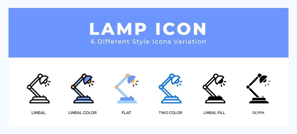 Lamp icon set. Design elements for logo Stock Illustration