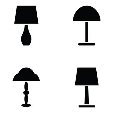 Lamp icon set Illustrazione stock