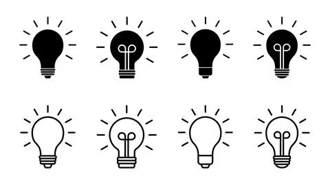 Lamp icon set. Light bulb icon vector. idea symbol. Stock Illustration