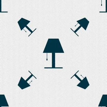 Lamp icon sign. Seamless pattern with geometric texture. Vector Illustrazione stock