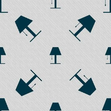 Lamp icon sign. Seamless pattern with geometric texture. Stockillustratie