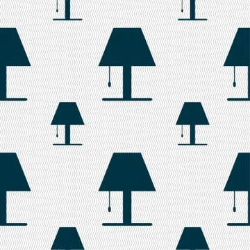 Lamp icon sign. Seamless pattern with geometric texture. Stockillustratie