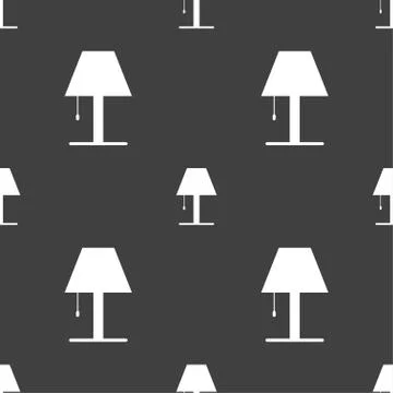 Lamp icon sign. Seamless pattern on a gray background. Illustrazione stock
