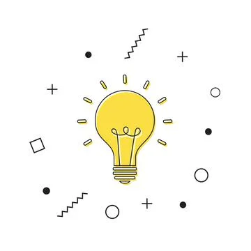 Lamp icon vector. Yellow lightbulb icon with geometric shapes on white Stock Illustration