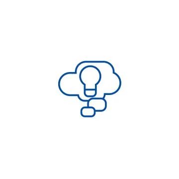 Lamp idea in cloud line icon concept. Lamp idea in cloud flat vector symbol イラスト素材
