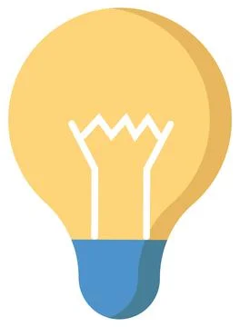 Lamp idea icon, object yellow light on white background. Glowing light bulb with Stock Illustration