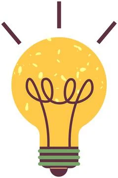 Lamp idea icon, object yellow light on white background. Glowing light bulb with Stock Illustration