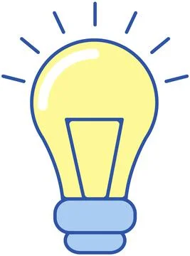 Lamp idea icon, object yellow light on white background. Glowing light bulb with Stock Illustration