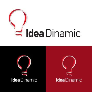 Lamp idea logo vector ribbon indonesia bulb red white Stock Illustration