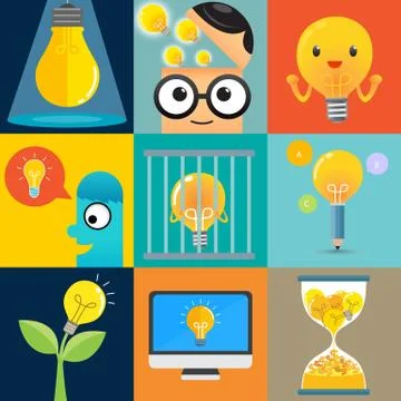 Lamp idea set Stock Illustration