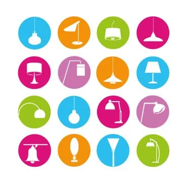 Lamp iocns Illustrazione stock