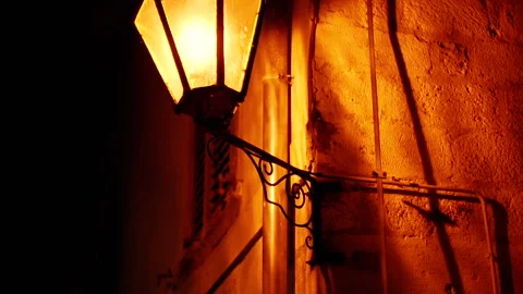 Lamp. A lantern illuminates the street. Stock Footage 166867025