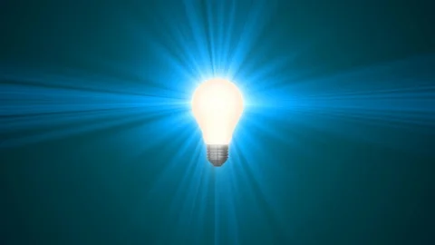 Lamp ligh bulb shining in rays of light optical lens flares animation background Stock Footage 106201836