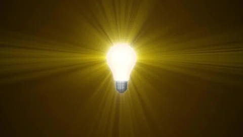 Lamp ligh bulb shining in rays of light optical lens flares 3d rendering Stockillustratie