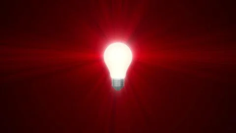 Lamp ligh bulb shining in rays of light optical lens flares 3d rendering Illustrazione stock
