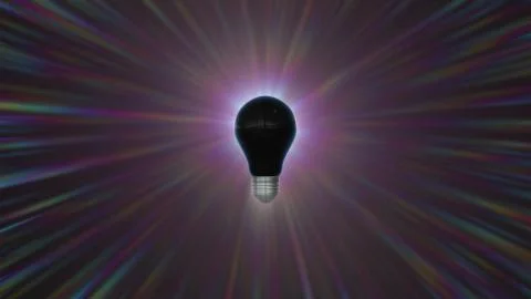 Lamp ligh bulb shining in rays of light optical lens flares 3d rendering Stockillustratie