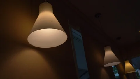 Lamp light ceiling decoration in cafe Stock Footage 95008172